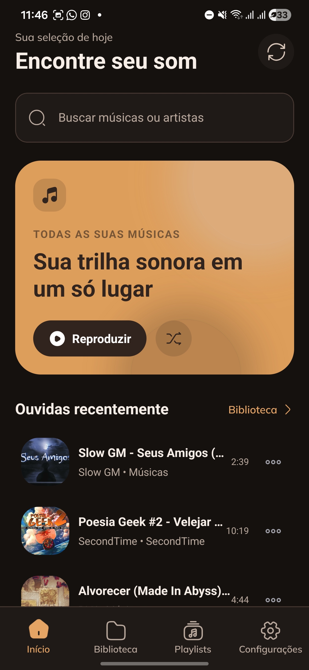 Tela inicial do SukePlayer usando a linguagem Coffee Design